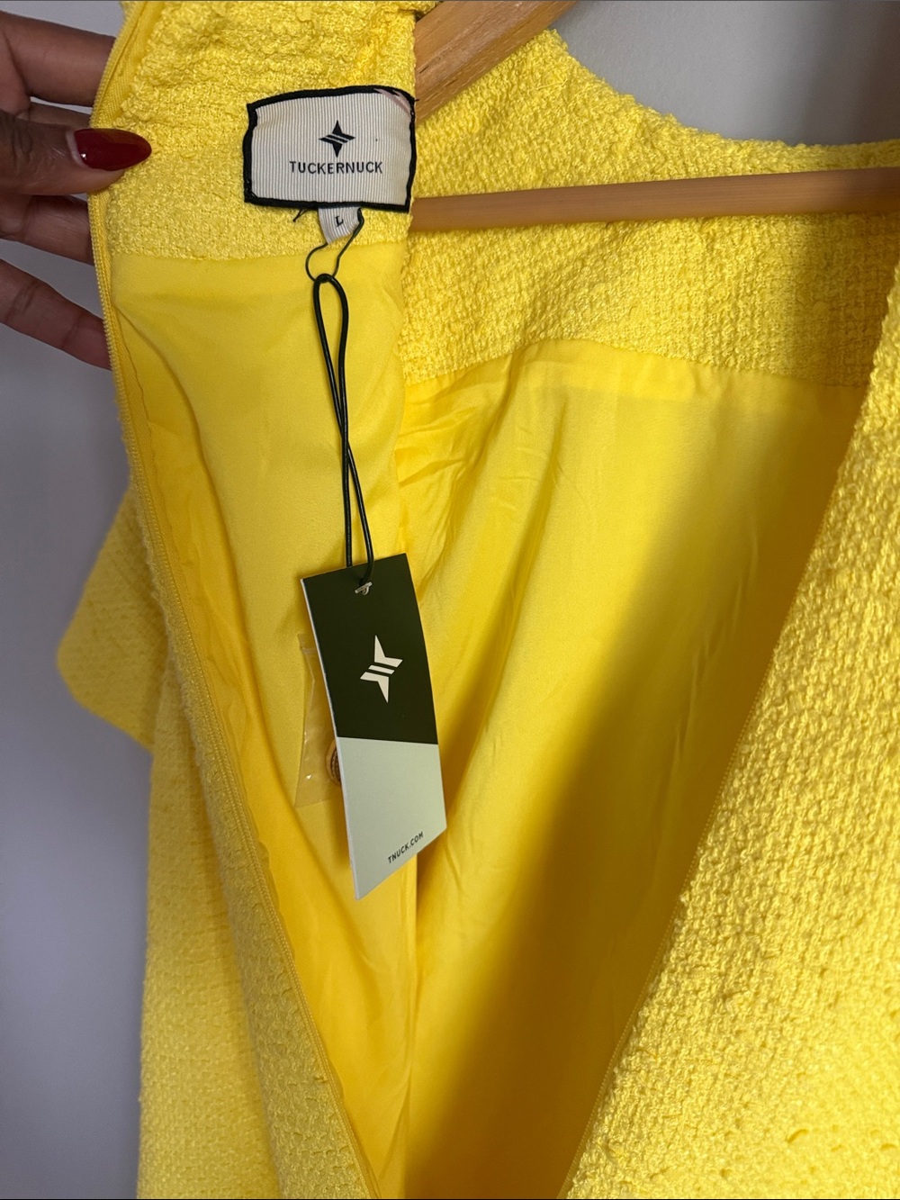 NEW TUCKERNUCK Yellow  Tweed Jackie Dress Large - Picture 6 of 7